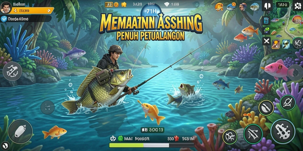 Tampilan gameplay 71H dengan aksi memancing yang mendebarkan.