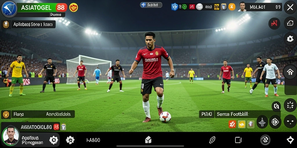Screenshot gameplay ASIATOGEL88 menampilkan aksi pertandingan football yang mendebarkan.