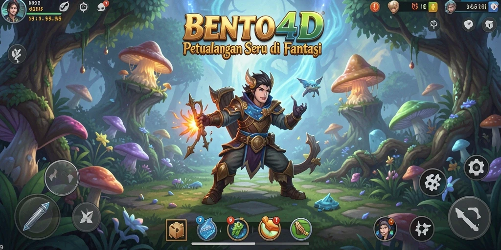 Screenshot menampilkan karakter utama menjelajahi dunia fantastis BENTO4D.