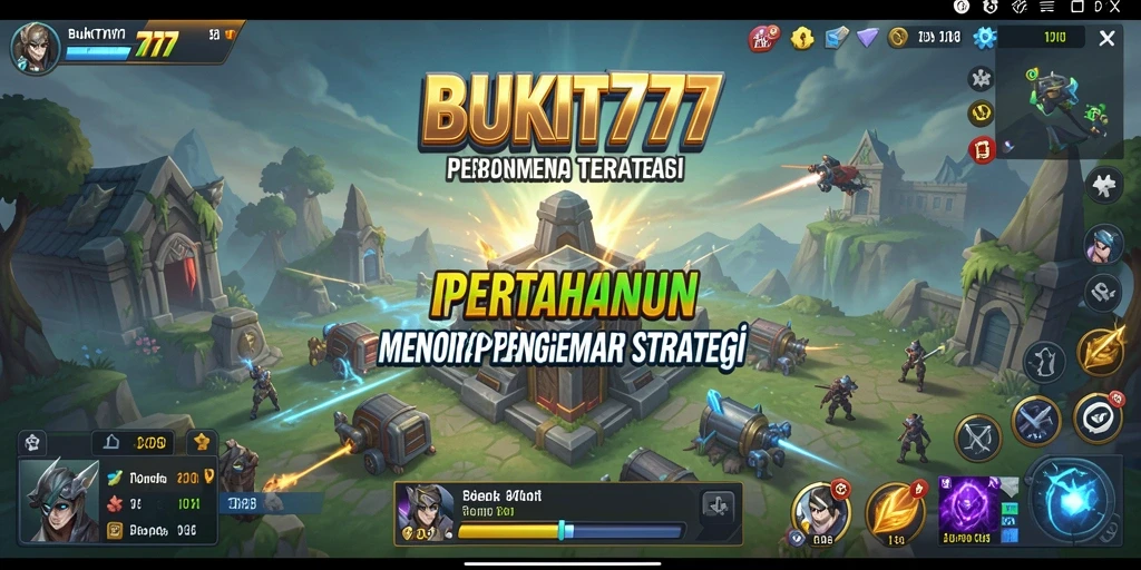 Gameplay BUKIT777 menampilkan serangan musuh yang seru dan menara pertahanan yang strategis.