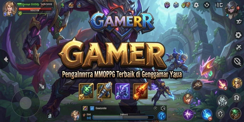 Screenshot GAMERP menampilkan dunia MMORPG yang penuh aksi.