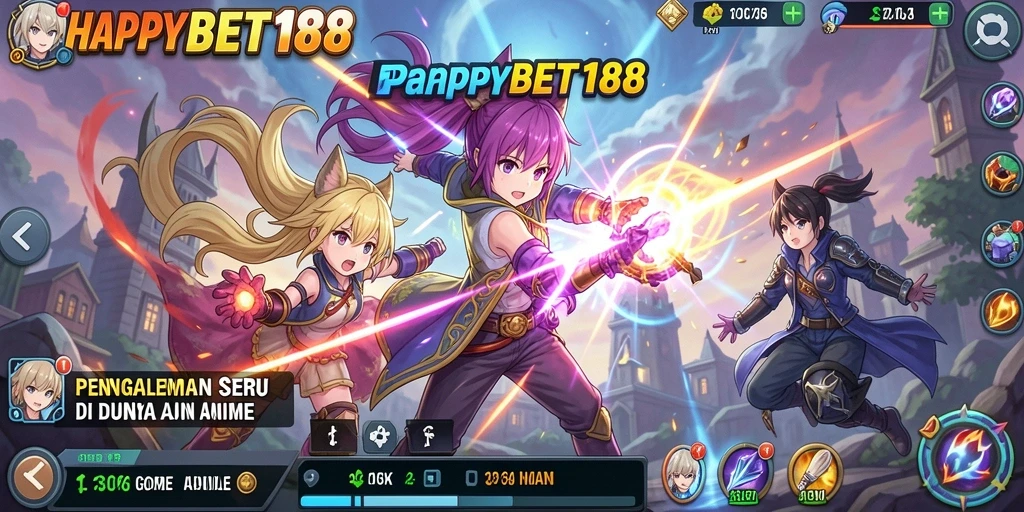 Tampilan gameplay dari <strong>HAPPYBET188</strong> yang menakjubkan dengan karakter Anime yang ikonik.