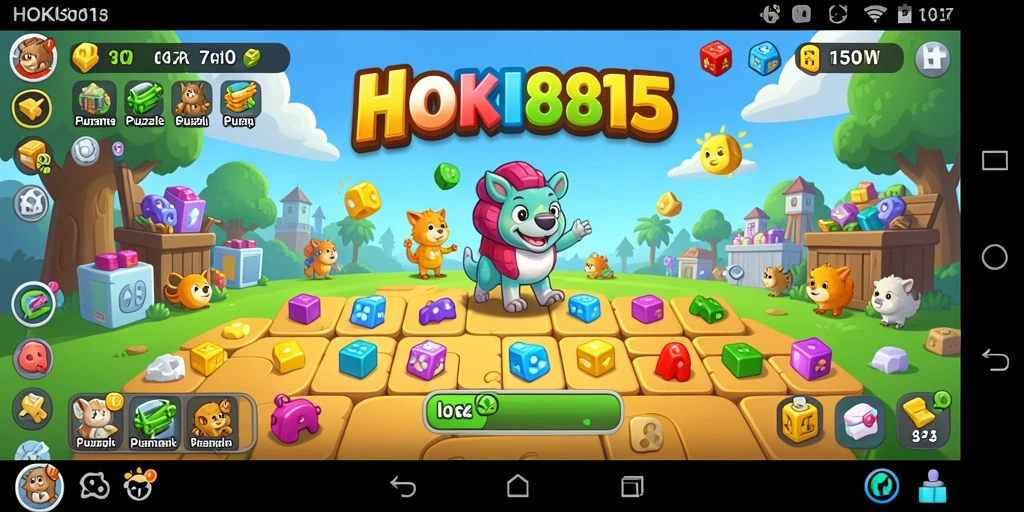 Tangkapan layar HOKI8815 menunjukkan gameplay seru dengan elemen puzzle yang menantang.
