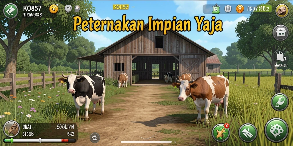 Tangkapan layar dari gameplay KO857 menunjukkan aktivitas pertanian yang seru.
