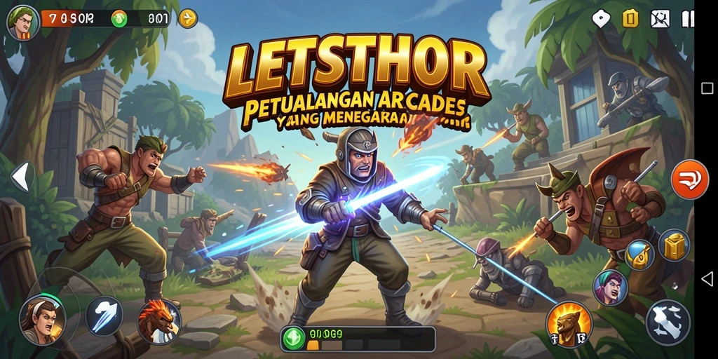 Screenshot LETSTHOR menampilkan gameplay seru di level yang menantang.
