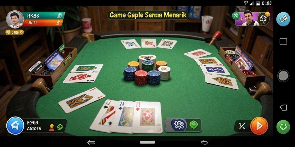 Tampilan screenshot gameplay RK88 dengan suasana permainan Gaple yang hidup.