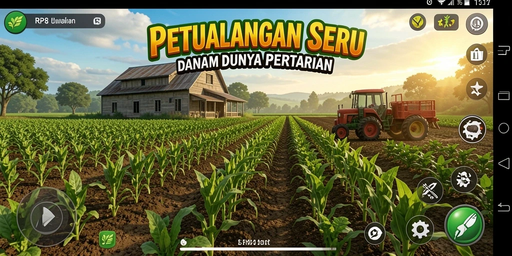 Tampilan gameplay seru di RP8 yang menghadirkan dunia pertanian yang memukau.