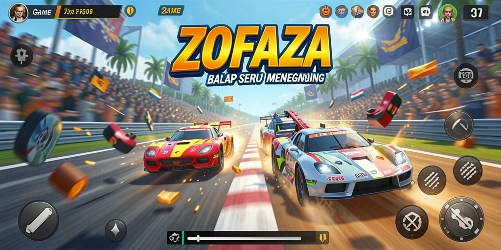 Tampilan gameplay Racing ZOFAZA yang mendebarkan dan penuh aksi.